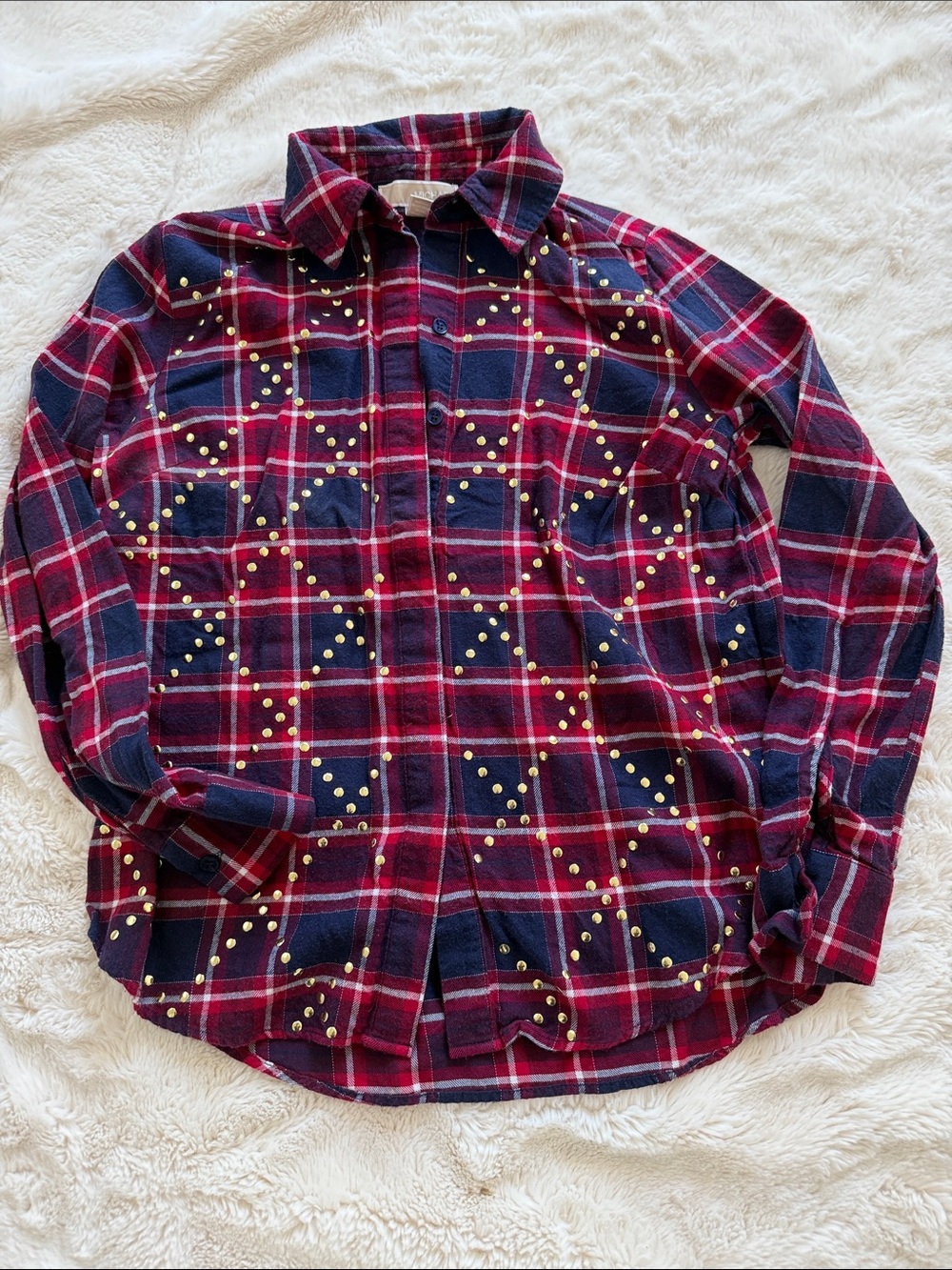 Michael Kors Plaid Stud Western Button-up Shirt Women's Size S